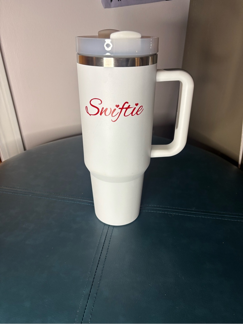 Swiftie White Travel Mug with Handle